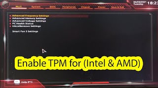 How to enable tpm in bios gigabyte Intel and AMD [upl. by Nomolos708]