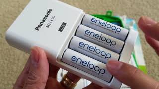 Unboxing New amp Latest Panasonic eneloop Rechargeable Batteries Kit  USB Adapter 11 2017 [upl. by Filomena]