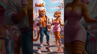 Hot Cats Romantic Love Story on beach😺🌊💑🏄 ♀️💖 catshorts cat aicat [upl. by Notyard155]