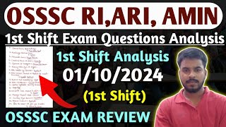 1st Shift OSSSC RI ARI AMIN ICDS Exam Paper Analysis  01102024  01 September 1 Shift analysis [upl. by Proud]