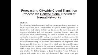 Forecasting Citywide Crowd Transition Process via Convolutional Recurrent Neural Networks [upl. by Edialeda]