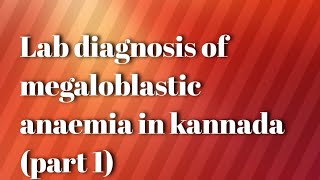 Lab diagnosis of megaloblastic anaemia PART1kannada [upl. by Llennahc178]