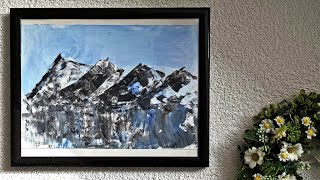 Acryl malen ganz einfach  abstrakt Berge für Anfänger  Easy Acrylicpainting for Beginners [upl. by Enidlareg441]