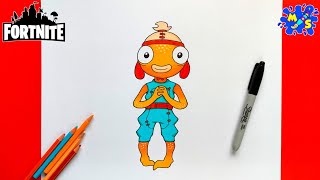 Fortnite Drawing  How to Draw Fishstick from Fortnite Step by Step [upl. by Eimoan]