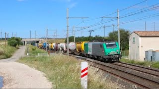 BB27000 BB37000 Compilation de trains à Théziers 100 fret [upl. by Asetal]