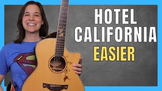 Hotel California EASIER Guitar Lesson  No Barre Chords [upl. by Ennaisoj]