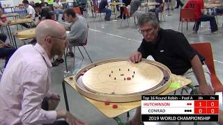 2019 World Crokinole Championship  Top 16  Conrad v Hutchinson [upl. by Garris]