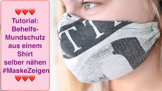 Behelfs Mundschutz aus einem Shirt selber nähen unter 10 min Nähanleitung  gratis Schnittmuster [upl. by Leighland]