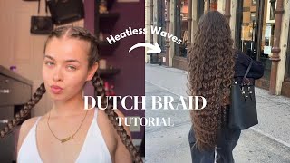 Dutch Braid Tutorial Heatless Waves [upl. by Brabazon]