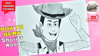 Pencil drawing Sheriff Woody for Beginners  Easy Pencil Sketch Tutorial [upl. by Eleph]