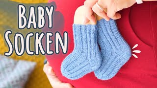 BABYSOCKEN STRICKEN für Anfänger  Strickanleitung mit vereinfachter Käppchenferse  Caros Fummeley [upl. by Friend]