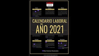 CALENDARIO LABORAL 2021  Días Festivos Nacionales para 2021 ¡DEBES VERLO [upl. by Pauiie338]