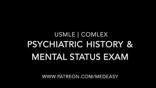 Psychiatric History Taking and The Mental Status Examination  USMLE amp COMLEX [upl. by Ainez]