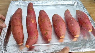 烤箱烤红薯，直接烤就错了，教你一招，香甜软糯，比买的还好吃Roasted Sweet Potatoes [upl. by Quintana]