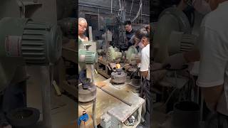 Using Centripetal force to mold melted glass into a bowl machine satisfying factory glassblowing [upl. by Enytnoel898]