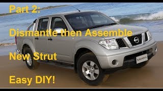 Nissan D40 Navara Frontier R51 Pathfinder Front Shock Strut Dismantle [upl. by Ofella919]