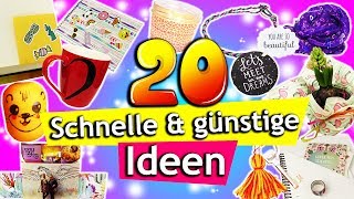 20 SCHNELLE amp GÜNSTIGE DIY IDEEN zum selbermachen  Deko Geschenke für die BFF und vieles mehr [upl. by Emoryt]