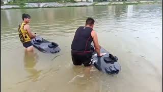 China FuelGas Power Jet Surfboards with Petrol Engine JF08 Personal Watercraft [upl. by Euqirdor]