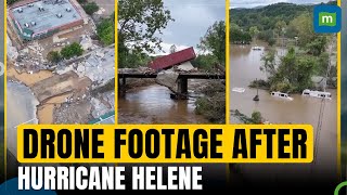 Drone footage after Hurricane Helene shows devastation in North Carolina [upl. by Aicilehp]