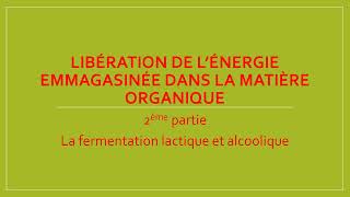 Libération de l’énergie emmagasinée dans la matière organique 2partie [upl. by Edmonds]