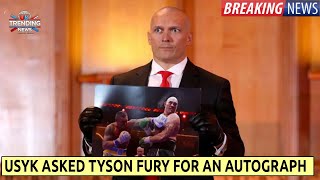 Usyk asks Fury to sign photo of him being punched in face [upl. by Iong476]