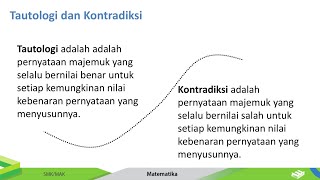 TAUTOLOGI amp KONTRADIKSI  Logika Matematika [upl. by Acnoib229]