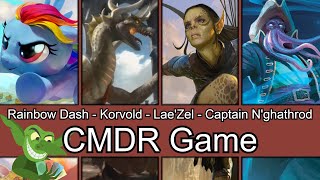 Rainbow Dash vs Korvold vs LaeZel  Pass Arch vs Captain Nghathrod EDH  CMDR game play [upl. by Iggem]