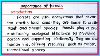 Importance of Forest Essay in English [upl. by Aliac]