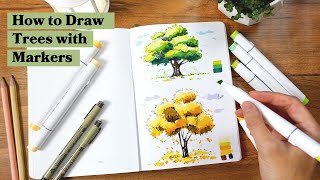 How to Draw Trees with Markers  Tutorial 1 [upl. by Anihsat]