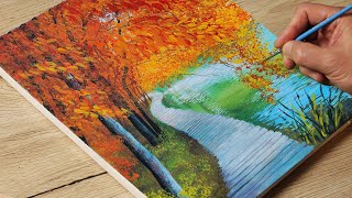 Autumn Lake  Acrylic Painting  STEP by STEP [upl. by Stephine]