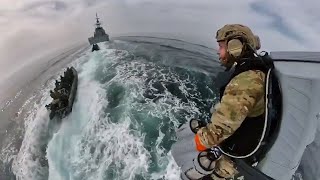 Royal Marines test out jet suit over water for Maritime Boarding Operation [upl. by Randy425]