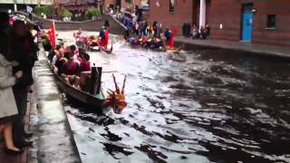 Dragon Boat Racing in Brindley Place Birmingham [upl. by Nannette399]