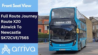 Full Route Journey  Arriva Northumbria Route X20  Alnwick To Newcastle  SK72CVE7565 [upl. by Ahseinod]