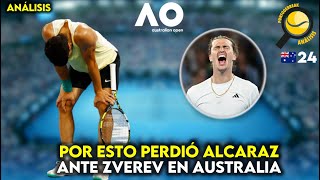 POR ESTO PERDIÓ ALCARAZ ANTE ZVEREV EN EL OPEN DE AUSTRALIA [upl. by Harrak]