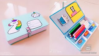 DIY How very easy paper pencil box ❤ compass box craft idea [upl. by Ruhtracam]