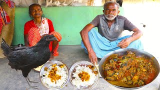 Tribe style Kadaknath Chicken curry  Black chicken Gravy masala by our grandfather amp grandmother [upl. by Aihselef]