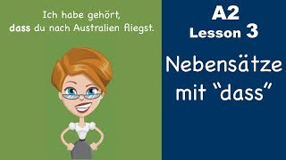 Learn German  Konjunktion quotdassquot  Nebensatz  German for beginners  A2  Lesson 3 [upl. by Tanaka521]