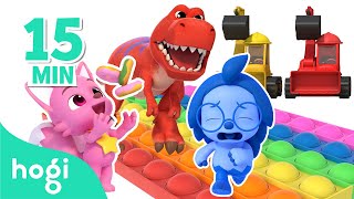 👍🏻Best 5 Learn Colors with Hogi｜Pop It Dino Race Slides Donuts Cars｜Hogi Pinkfong [upl. by Oiramad]