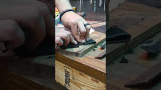 Assembling the leather on the knife sheath pt1 woodworking custom [upl. by Eanel]