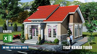 RUMAH MINIMALIS 10 x 9 M TIGA KAMAR TIDUR  LENGKAP FILE RAB DAN FILE GAMBAR [upl. by Ahseym]