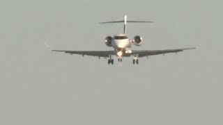 Bombardier Challenger 350 Gets some ground effect while landing at KHWD in 4K [upl. by Anauqat213]