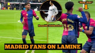 Lamine Yamal Receives Racal Abuse At Santiago Bernabeu After Mimicking Ronaldos Celebration [upl. by Ahsema]