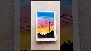 Acrylic sunset painting 😱🖼foryou art youtubeshorts shorts [upl. by Hesoj]