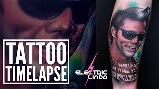 Tattoo Timelapse Jim Carrey  Ace Ventura  Portrait by Electric Linda [upl. by Huskey]