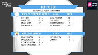 Duffield CC Under 19 v Denby CC Derbyshire Under 19 [upl. by Luapsemaj]