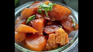 Braised pork belly with radish and carrot [upl. by Codie]