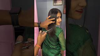 discussions while cutting her hair short 😀 indian silky long haircut haircut longhair shortsfeed [upl. by Wayolle382]