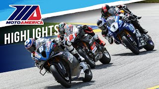 CLOSE MOTORCYCLE RACE MotoAmerica Medallia Superbike Race 2 Highlights at Road Atlanta 2023 [upl. by Eloc]