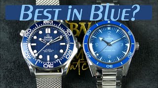 On the Wrist from off the Cuff Omega Seamaster Faceoff James Bond 60th vs Summer Blue 75th Anniv [upl. by Anala]