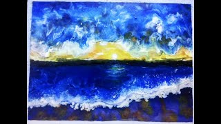 SEASHORE ABSTRACT PAINTING l MIX OF ACRYLIC AND EPOXY ART [upl. by Hceicjow60]